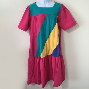 Appel Vintage 80s Color Block Beachy Cruise Artsy Muumuu Summer Midi Dress OS